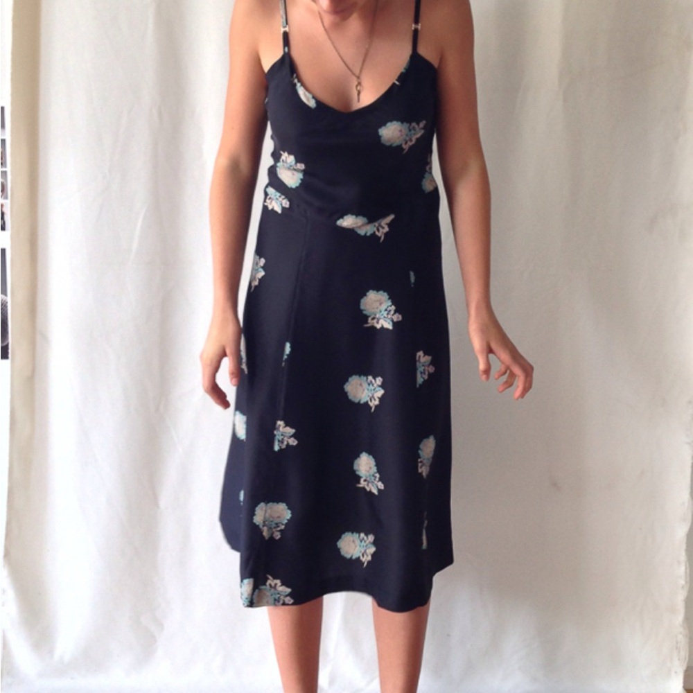Floral Black Silk Slip Dress from Horses Atelier